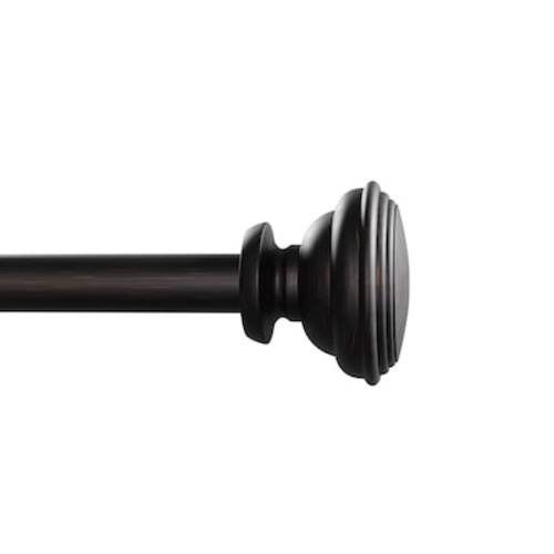 Style Selections Sema 28-in to 48-in Dark Oil-Rubbed Bronze Steel Single Curtain Rod with Finials in the Curtain Rods department at Lowes.com