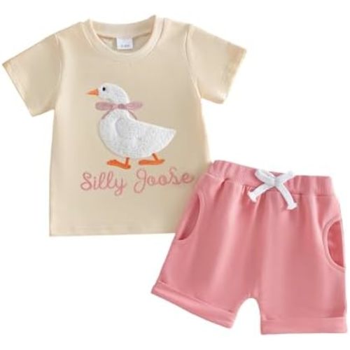 Socutebabe Toddler Girl Back to School Outfit Short Sleeve T-Shirt Shorts