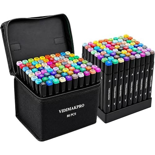 Alcohol Markers 80 Colors, Coloring Markers for Adults Dual Tip