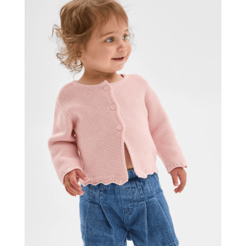 Baby Organic Cotton Scalloped Edge Knit Cardigan