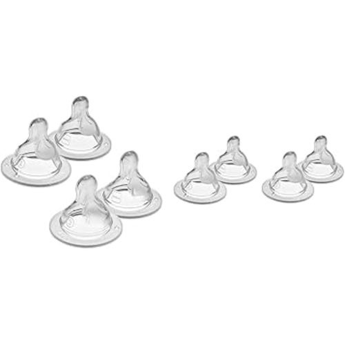 MAM Bottle Nipples Mixed Flow Pack - Medium & Fast Flow Levels 2 & 3, SkinSoft Silicone Nipples for Baby Bottles, Fits All MAM Bottles, 8 Pack