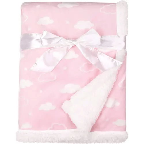American Baby Company Heavenly Soft Chenille Sherpa Receiving Blanket (30" x 35"), 3D Pink, Warm and Cozy for Boys and Girls, Ideal for Baby Carrier, Stroller, and Travel