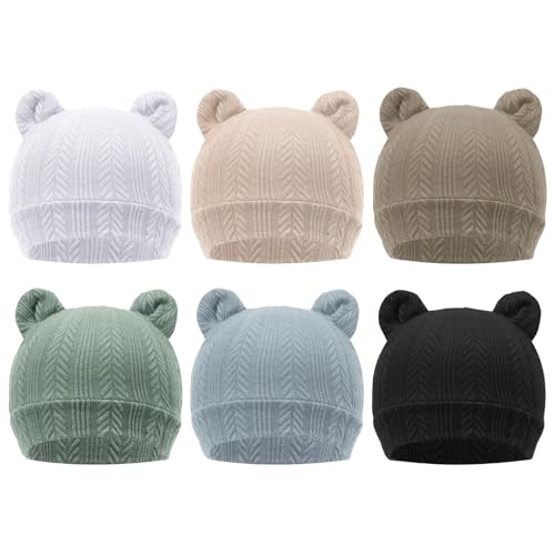 DRESHOW BQUBO 6 Pack Baby Hats for Boys Girls Unisex Baby Hat Soft Knit Cap Nursery Beanie for Newborn Infant Toddler Kid