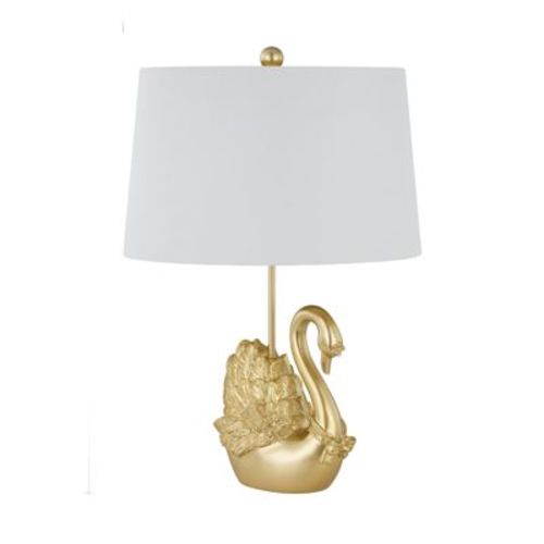 Crestview Collection 24"H Gold Resin Swan Table Lamp With Shade