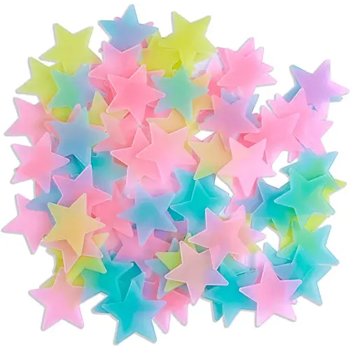 AM AMAONM 100 Pcs Colorful Glow in The Dark Luminous Stars Fluorescent Noctilucent Plastic Wall Stickers Murals Decals for Home Art Decor Ceiling Wall Decorate Kids Babys Bedroom Room Decorations