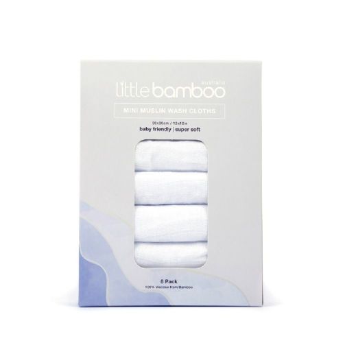 Little Bamboo Muslin Washer 6 Pack Natural