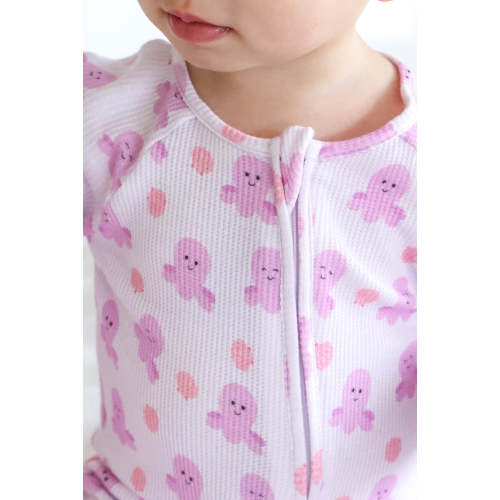 Caden Lane Bamboo Waffle Convertible Zip Romper | Sea Snuggles (12-18M)