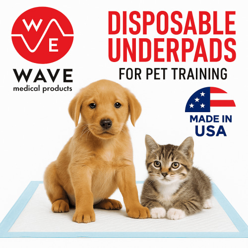 Wave Disposable ULTRA Absorbent Puppy Pads LARGE 23'' X 36'' (30 Count) Housetraining Pads, 6-Layer Chux, Bed Covers | Protection for Floors, Sofas, Beds | Liquid, Urine, Pet Pee Pads Made in The USA