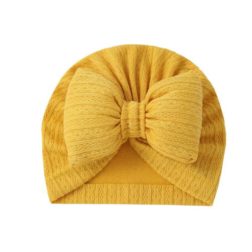 Zwiiyzr Baby Girl Turban Newborn Beanies Hat Top Bowknot Head Wrap Beanie Infant Girls Headwraps Toddler Kids Hats 0-3 Years Yellow