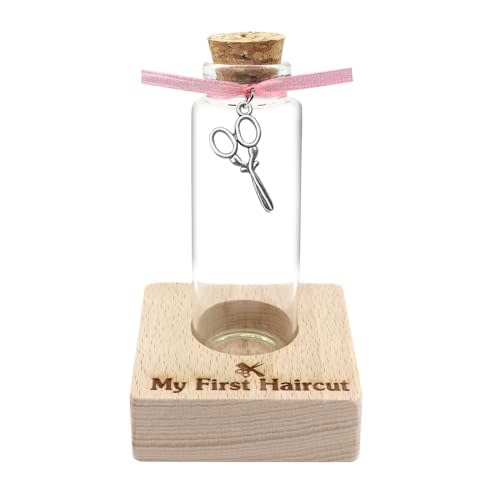 First Haircut Curl Keepsake Jar，Personalized First Curl Baby's First Lock of Hair，My First Haircut Keepsake，Custom First Haircut Photo Gift (pink)
