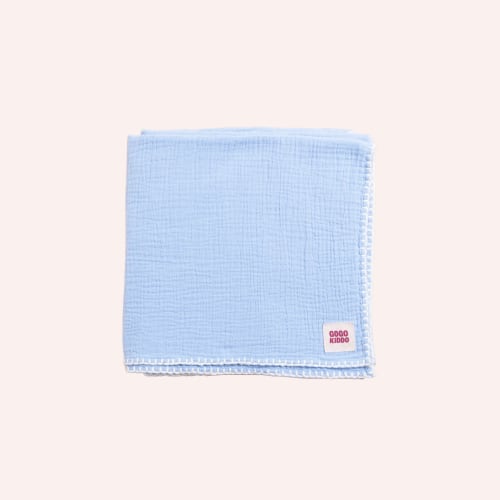 Light and Breathable Muslin Swaddle Wrap - Periwinkle/Ivory