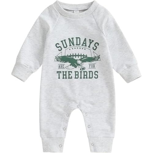 Newborn Baby Boy Girl Football Romper Sundays are for The Birds Eagles Infant Onesie Jumpsuit Fall One Piece Outfit