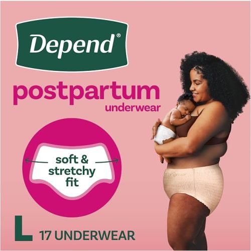 Depend Postpartum Underwear for Women, Large, 17 Count