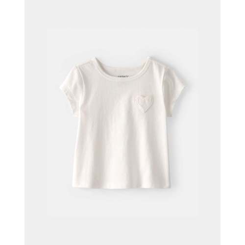 Baby Girl Heart Pocket Top - Ivory | Carter's