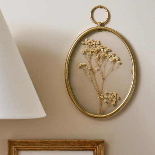 Antique Brass Framed Pressed Floral