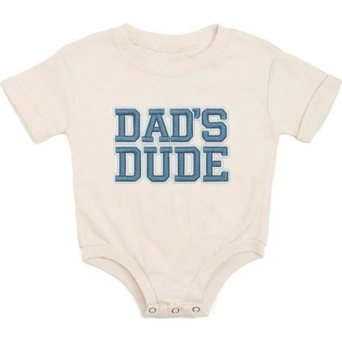 Dad's Dude Patch Short Sleeve Romper - Natural