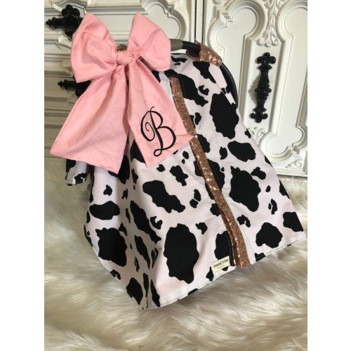 car seat canopy , cowprint car seat cover