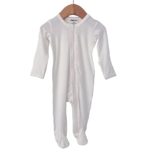Basic Zipper Footie, Cloud White