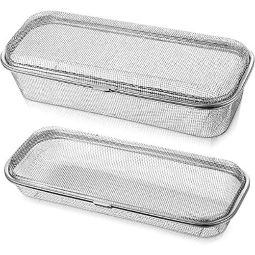 LemonRoad 2 Pcs 10.83 Inches Long Large Stainless Steel Dishwasher Basket for Small Bottle Parts, Pacifiers, and Accessories, Scoops, Forks, Chopsticks Cleaning.
