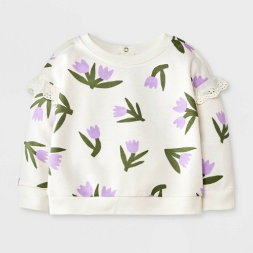 Baby Girls' Floral Sweatshirt - Cat & Jack™ Purple, Size: 3-6M