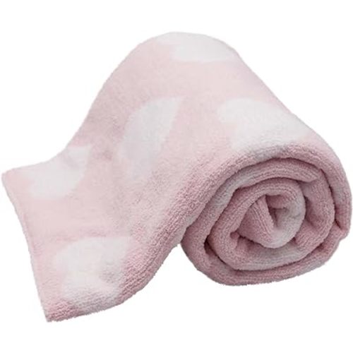 Chenille Baby Blanket for Boys & Girls, Soft Plush Toddler Blanket, 40x30 Inches (Pink Hearts)