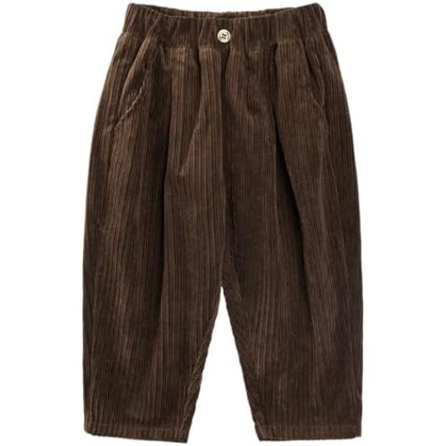 Volunboy Toddler Boys Corduroy Pants Cargo Sweatpants Solid Elastic Waist Casual Long Trousers