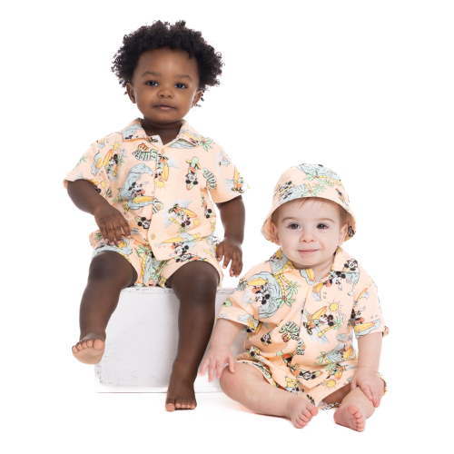 Mickey Mouse Baby Boys Resort Short Set with Matching Hat, 3-Piece, Sizes 0M-24M