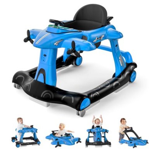 Tolead 4-in-1 Foldable Baby Walker, Activity Push Walker for 6-18 Months, 24" x 29" x 22", Blue