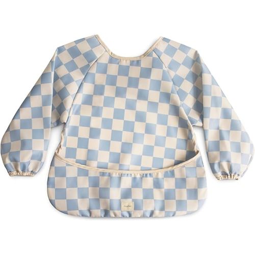 mushie Long Sleeve Baby Bib | Water Resistant Adjustable Fit for Ages 6-24 Months