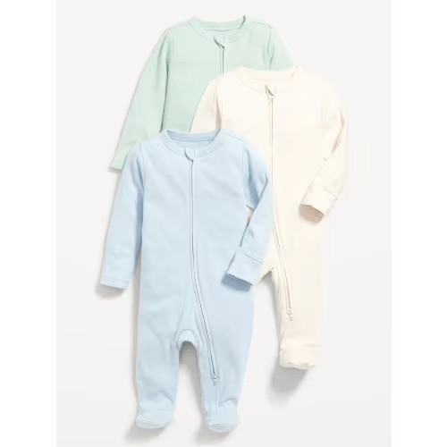 Old Navy : Unisex 3-Pack Sleep & Play 2-Way-Zip Footed One-Piece for Baby