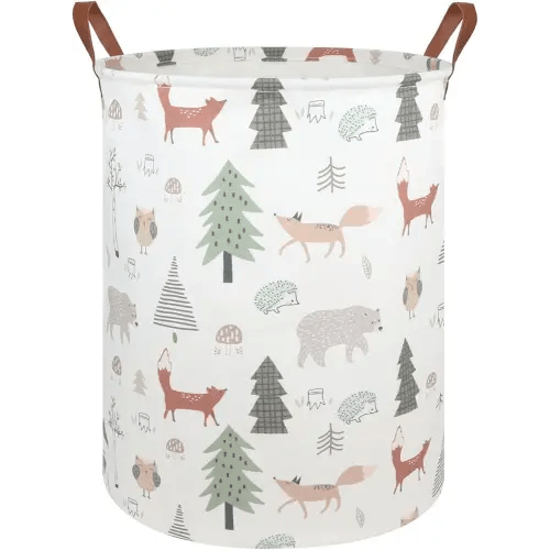 FXOLCSHE Animal Baby Laundry Basket,Woodland Animals Baby laundry hamper,Toy basket for boys,Nursery Hamper Gift Baskets for Bedroom,Toy Bin,Gift Basket.Baby room decor(Animal)