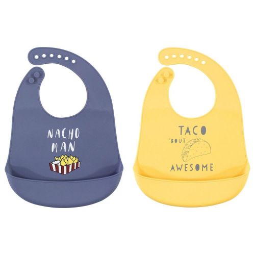 Hudson Baby Infant Boys Silicone Bibs 2pk, Nacho Man, One Size