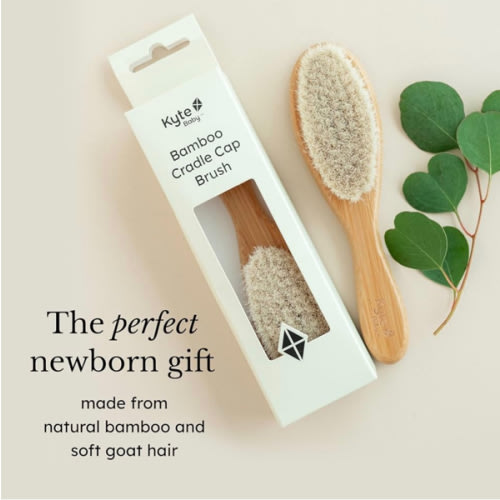 Kyte Baby Cradle Cap Brush Made with Natural Goat Hair Bristles and a Bamboo Brush Handle