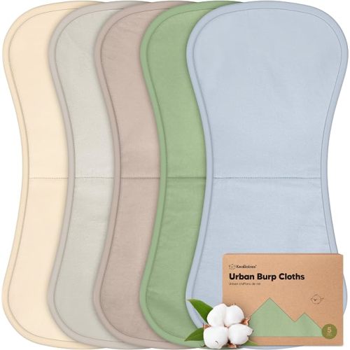 Organic Burp Cloths Baby Boy & Girl, 5-Pack Cotton Burp Rags (Slate)