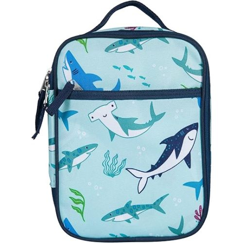 Wildkin Day2Day Kids Lunch Box – Insulated & Easy Access for School & Travel - Shark Attack