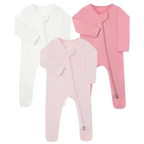Bamboo Sleepers for Baby Boy, Newborn Footie Footed Pajamas, Bamboo Viscose Infant Onesies Clothing Long Sleeve