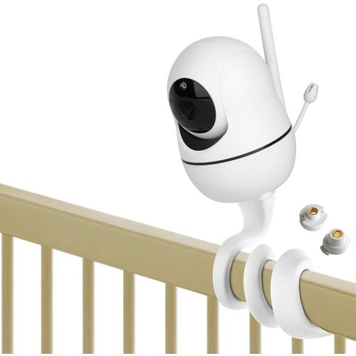 iTODOS Baby Monitor Mount Compatible with HelloBaby HB65/HB66/HB248,ANMEATE SM935E Baby Monitor Camera, Versatile Twist Mount Without Tools or Wall Damage -White