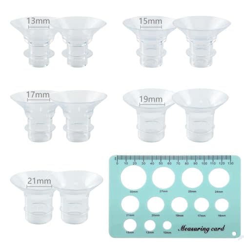 10PCS Flange Sizing Kit 13/15/17/19/21mm for 24mm Flange/Shield of Most Pumps, Silicone Insert for Momcozy/Spectra/Bellababy Breast Pump, Breastfeeding Essential Pumping Kit for Moms