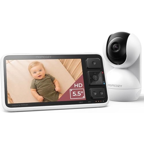 Momcozy No WiFi Baby Monitor,5.5'' 1080P Full HD Screen,Smart Notifications