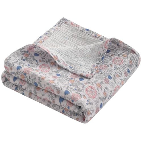 NTBAY Muslin Baby Swaddle Blanket, 2-Layer, 30x40 Lightweight Receiving Blanket for Newborns and Infants, Crib Stroller Travel Use, Vintage Floral
