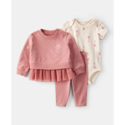 Baby Girls Ballet Little Pullover Top, Bodysuit & Pants, 3 Piece Set