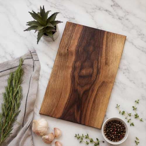 Walnut Cutting Board – SOLID One Piece Hardwood, Handmade Wooden butcher block, non-toxic kitchen board- Gift