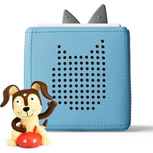 Toniebox 1 Audio Player Starter Set with Bilingual Playtime Puppy - Listen, Learn, and Play with One Huggable Little Box - Light Blue [English/French]