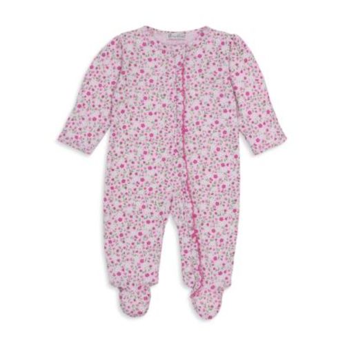 Kissy kissy Girls' Floral Print Ruffled Zip Footie - Baby