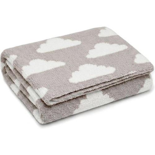 Living Textiles Grey Clouds Chenille Soft Baby Blanket Reversible Premium Cozy Fabric for Best Comfort - for Infant,Toddler,Newborn,Nursery,Boy,Unisex,Throw,Crib,Stroller,Gift, Grey Clouds 40x30