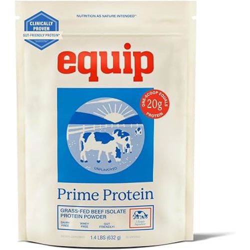 Equip Foods Prime Protein Powder | Clean, Grass Fed Beef Protein Powder | Carnivore Protein Isolate | Paleo, Keto Friendly | Gluten & Dairy Free | Helps Build & Repair Tissue | 30 Servings, Unflavored