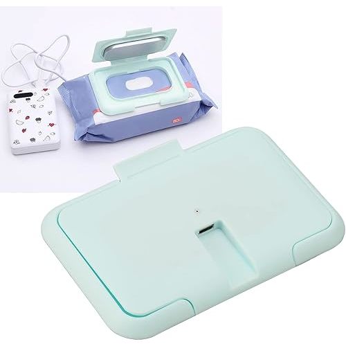 Wipes Dispenser, Portable Baby Wipe Warmer, Baby Wet Wipes Dispenser, Heating Constant Temperature USB Wipe Warm Dispenser Light or Home Car Travel Wipe Warmer, Baby Wipe Warmer