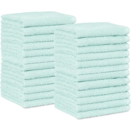 Amazon Basics Fast Drying Cotton Washcloths for Bathroom, Machine Washable, Soft and Highly Absorbent, 12 x 12 in, White, 24-Pack
