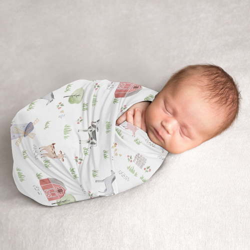 Sweet Jojo Designs Farm Animals Multicolor Swaddle Blanket