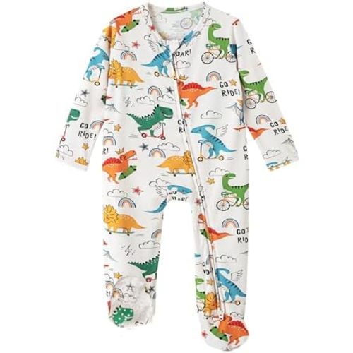 Baby Footie Romper Pajamas Unisex Newborn Infant Footed Pjs Zipper Rompers Viscose from Bamboo Sleepwear